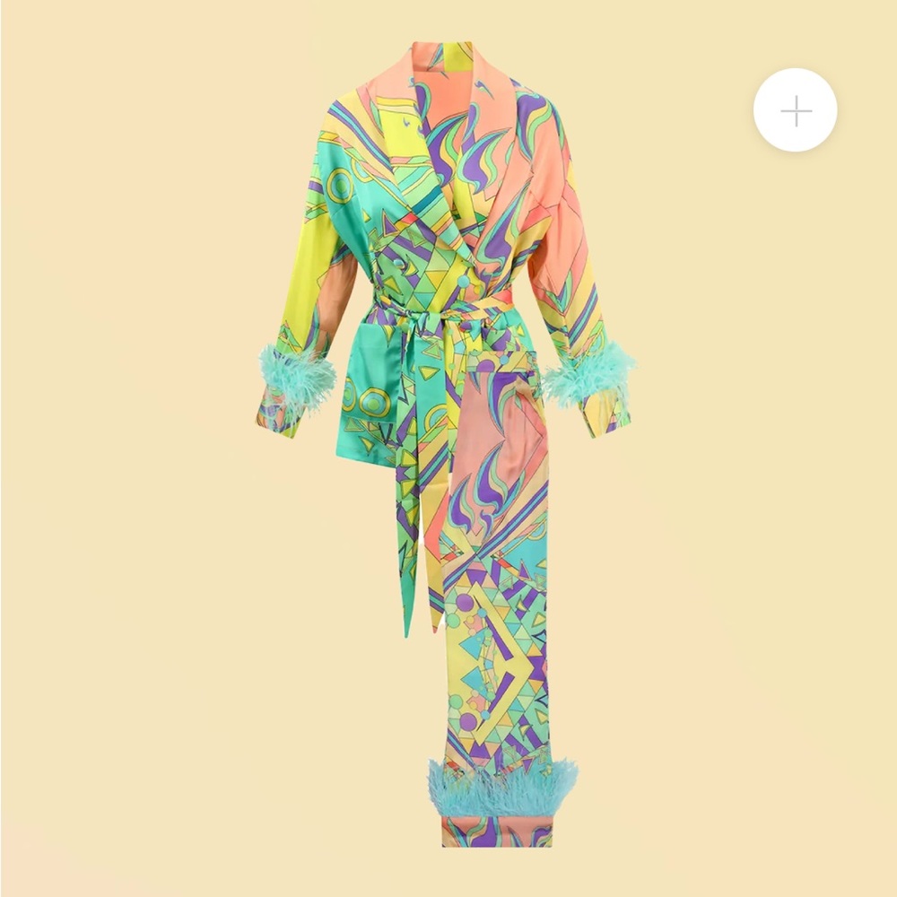 OCEANUS SILK BLAZER AND TROUSER SET - Picture 3 of 17